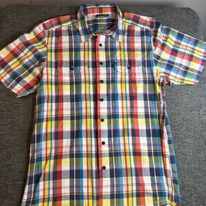 Kavu Short Sleeve Mens Button Down Shirt Size Large Plaid